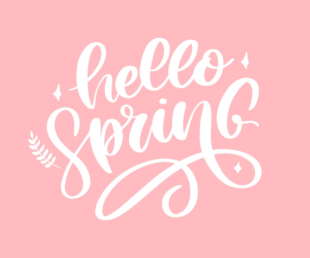 Hello Spring Flowers Text lettering slogan