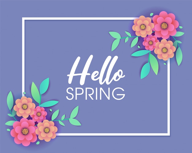 Hello spring greeting card design