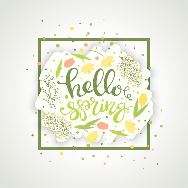 Hello spring greeting card vector