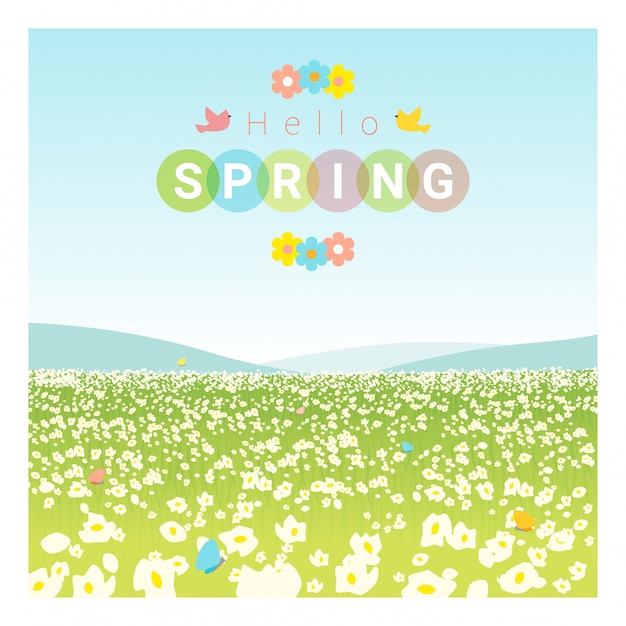 Hello spring landscape background