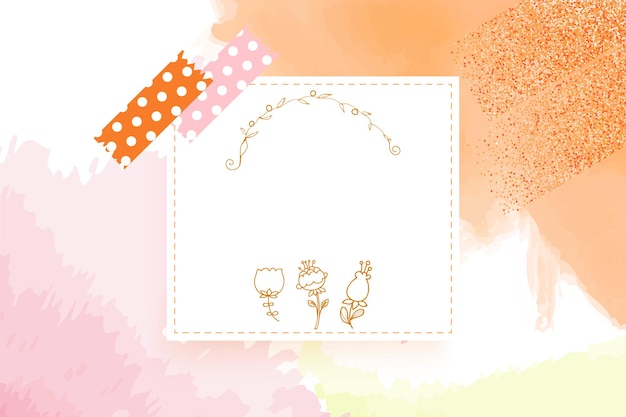 Hello spring season with frame and corner of Colorful flowers background