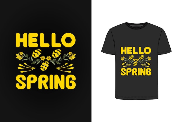 Hello Spring t shirt design Premium Vector