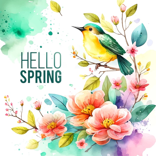 Hello Spring watercolor paint