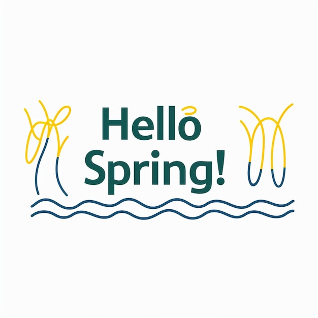 Hello Spring Words Design Springtime blossoms fresh renewal growth bloom