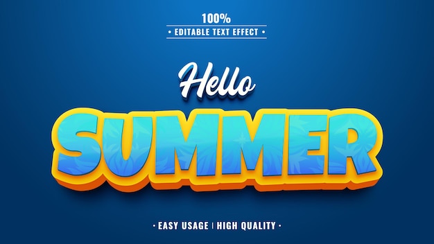 Hello summer 3d text style effect template