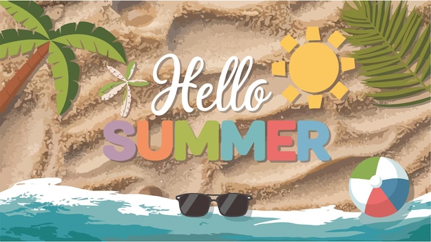 Hello summer banner vector design