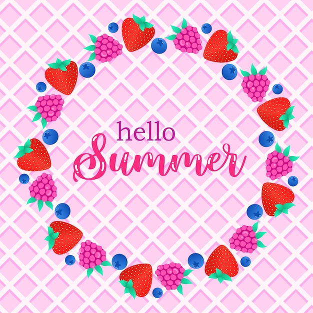 Vector hello summer berries