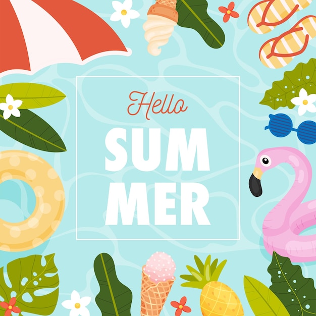 Hello Summer card Vector illustration concept