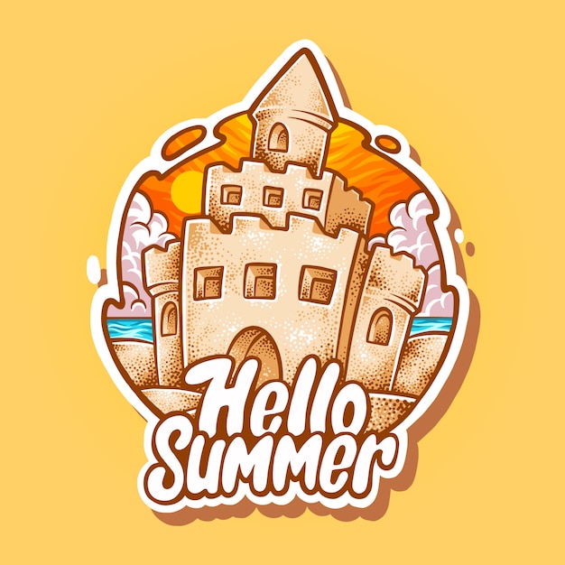 hello summer castle illustration