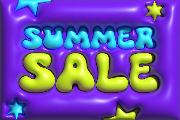 Hello Summer Colour full 3D text effect designs text with inflated effect fully colourful