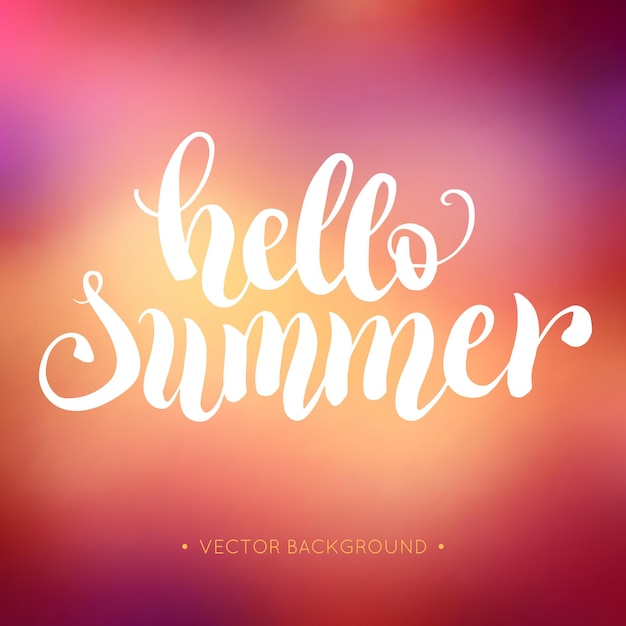 Hello summer hand lettering background