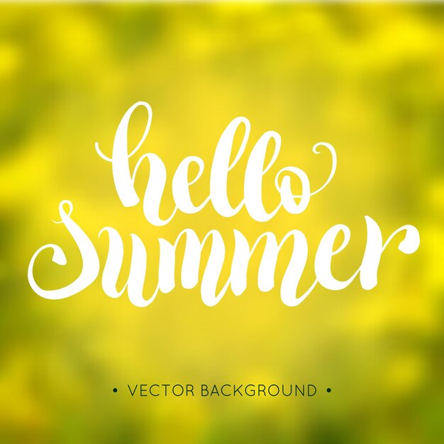 Vector hello summer hand lettering background