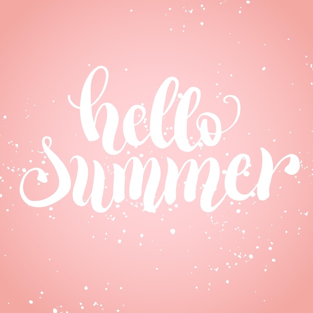 Hello summer hand lettering typography poster