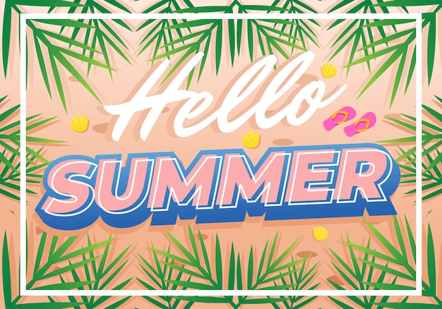 Hello Summer Holiday party beach template Summer beach background