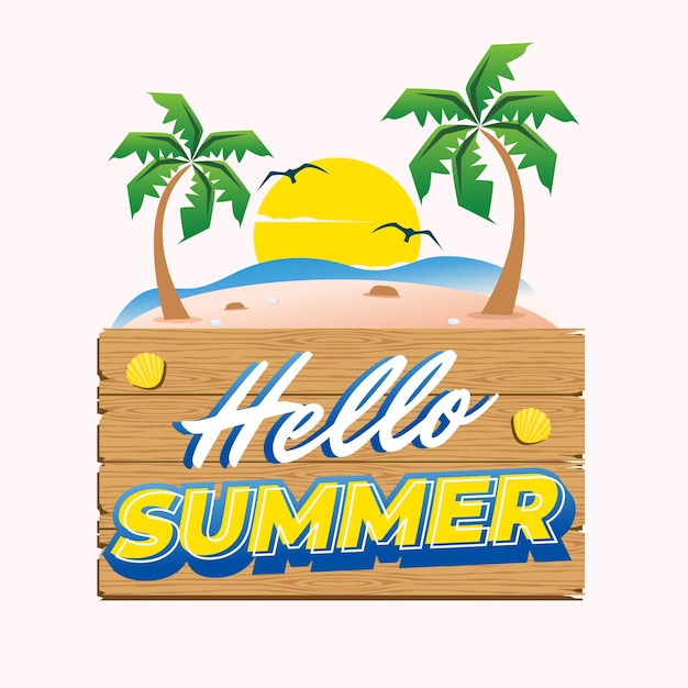 Hello Summer Holiday party beach template Summer beach background