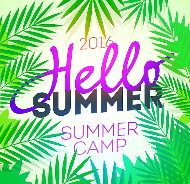 Hello Summer Holiday and Summer Camp poster Traveling template poster vector Party poster