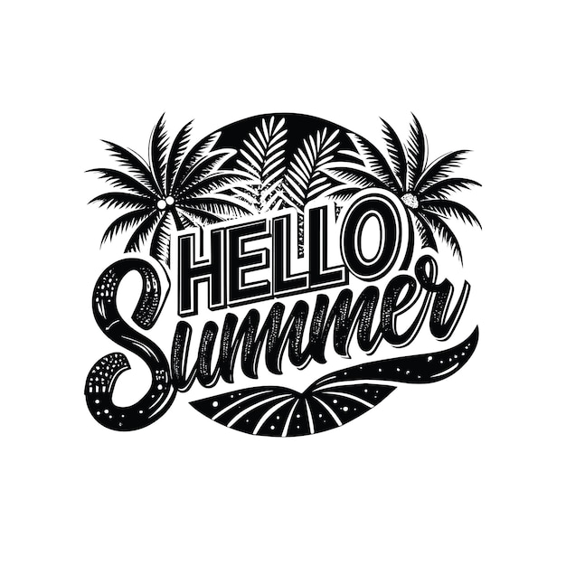 Hello summer lettering and text vector