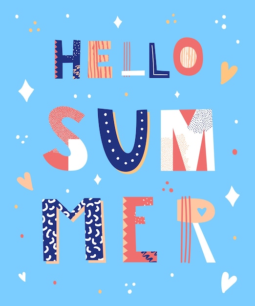 Hello summer lettering. 