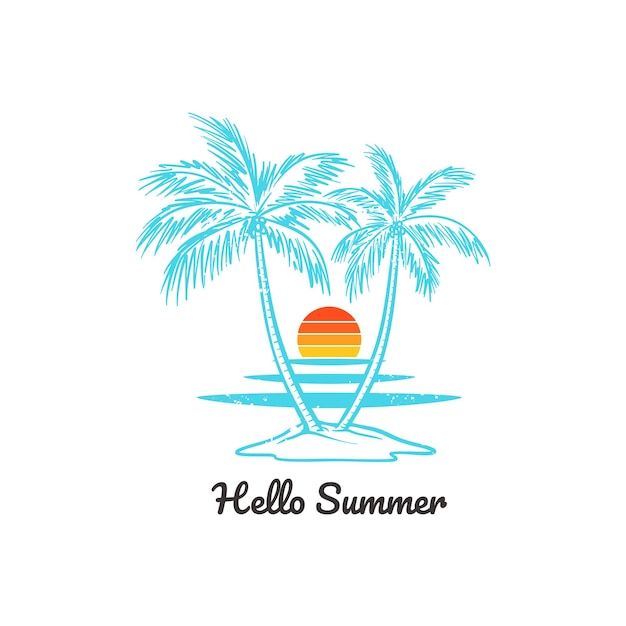 Hello summer palm vector coconut trees