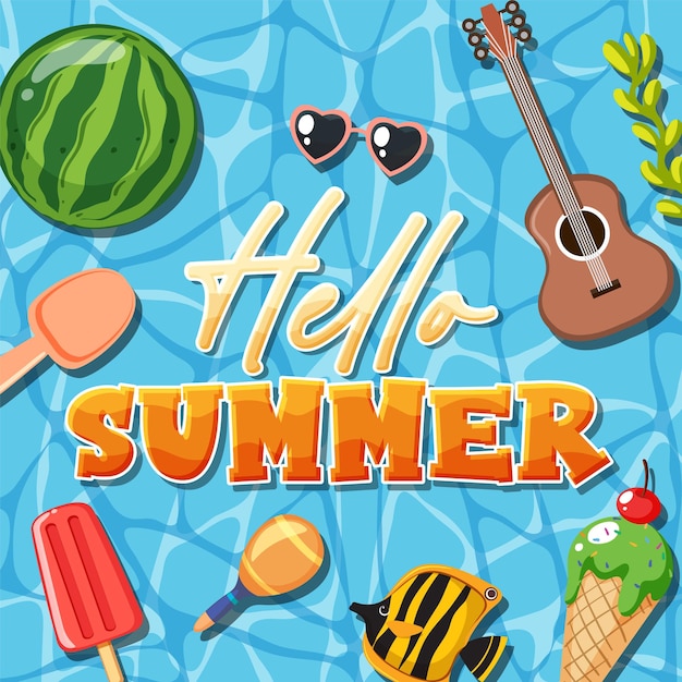 Hello summer poster or banner template