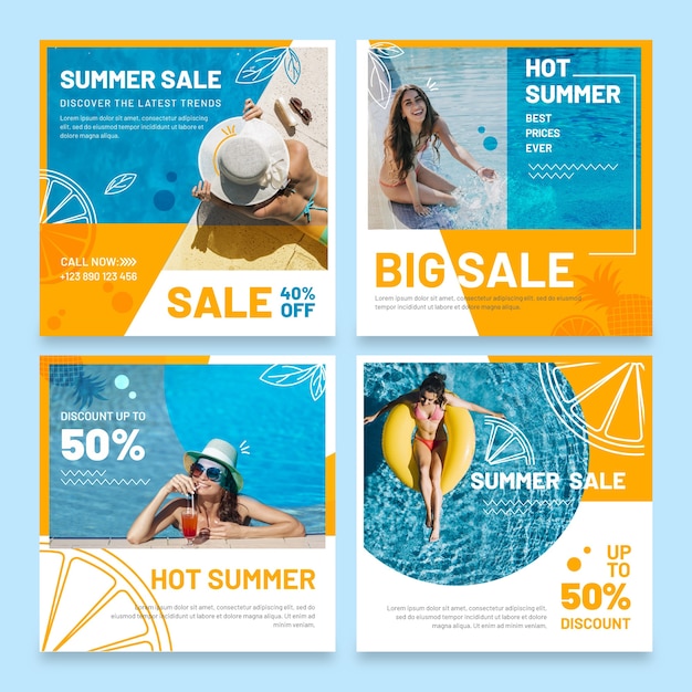 Hello summer sale instagram post template