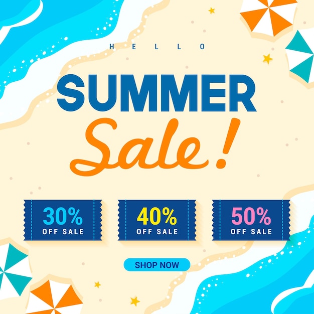 Hello Summer sale voucher template background vector