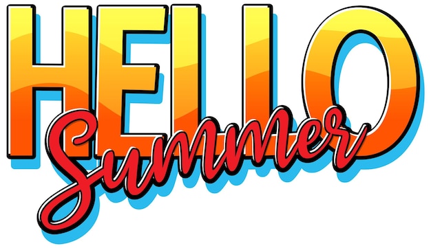 Hello summer text for banner or poster design