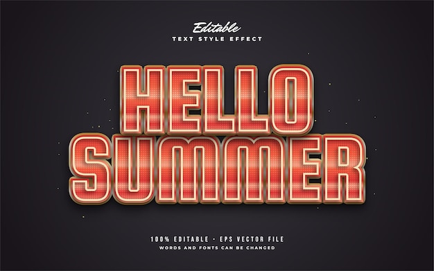 Hello Summer Text in Bold Orange with Textured and Embossed Effect