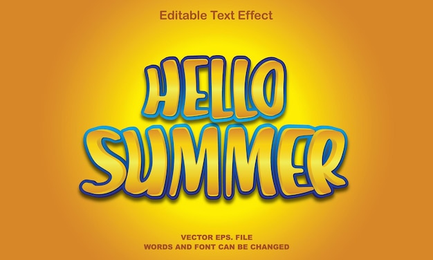 hello summer text effect, summer text effect, summer 3d editable vector text effect