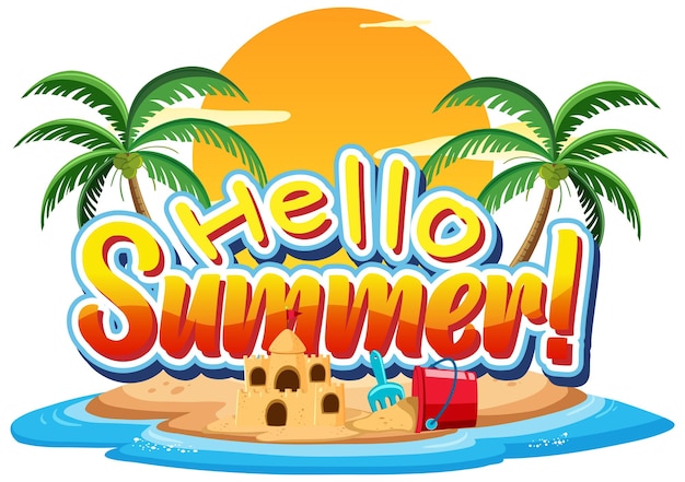 Hello summer text on the island for banner or poster design