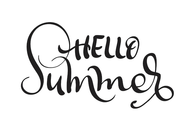 Hello Summer text isolated on white background calligraphy and lettering