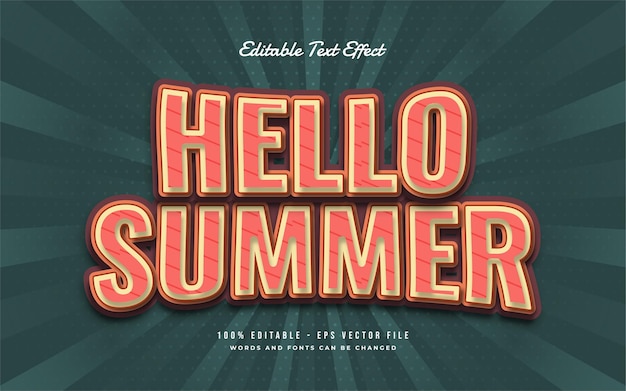 Hello Summer Text with Curved Effect