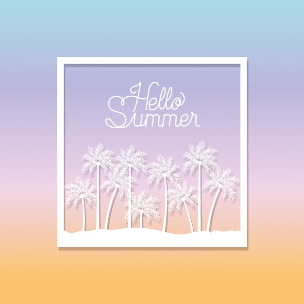 Hello summer and vacation frame design 