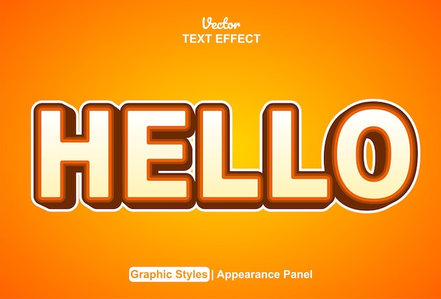 Hello text effect with graphic style and editable