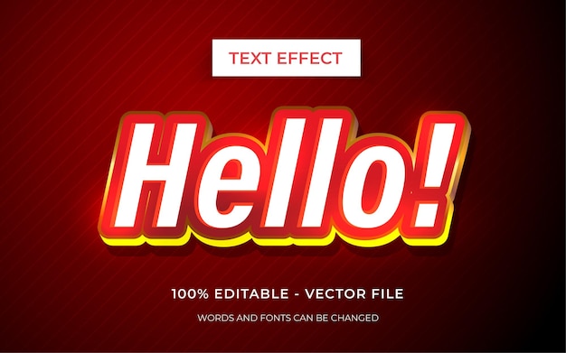 Hello text style editable text effect