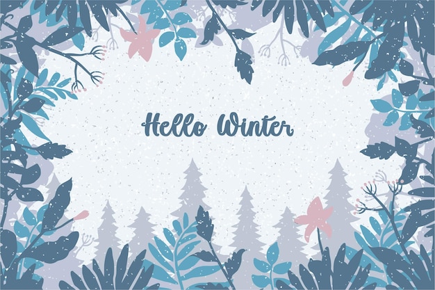 Hello winter background, vector illustration