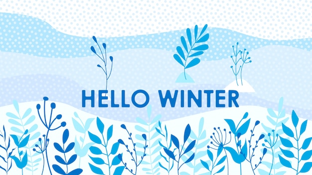 Hello Winter leaves background