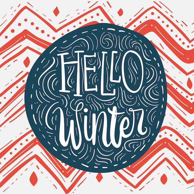 Hello Winter lettering card. 