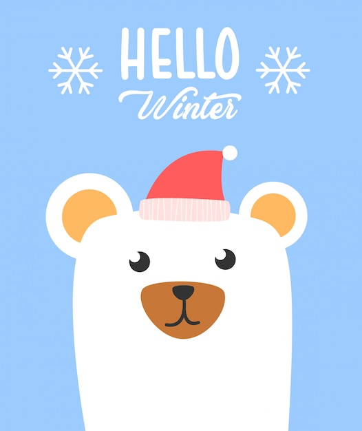 Hello winter polar bear poster