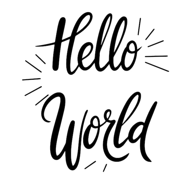 Hello World text banner Handwriting text Hello World isolated on white background square