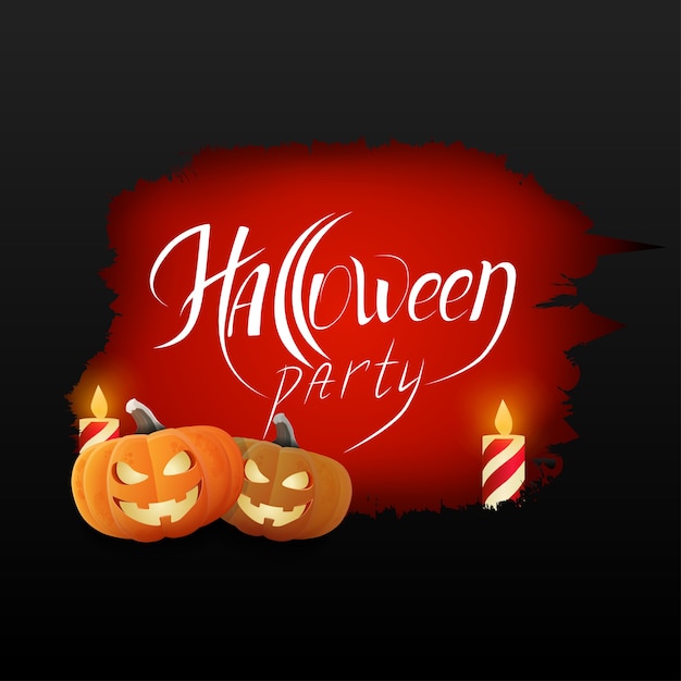 Helloween party. Red banner with pumpkins