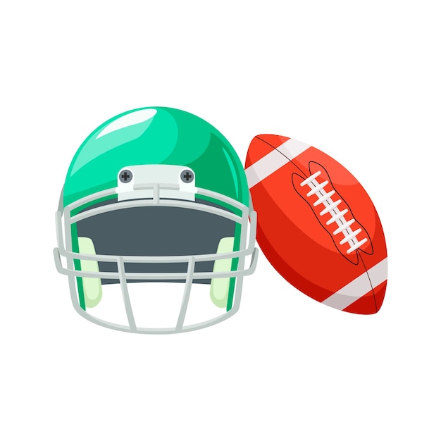 Helmet and ball for American football on a white background.