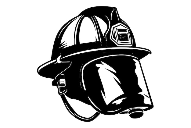 The helmet of a firefighter Fire protection Fireman head in helmet with gas mask