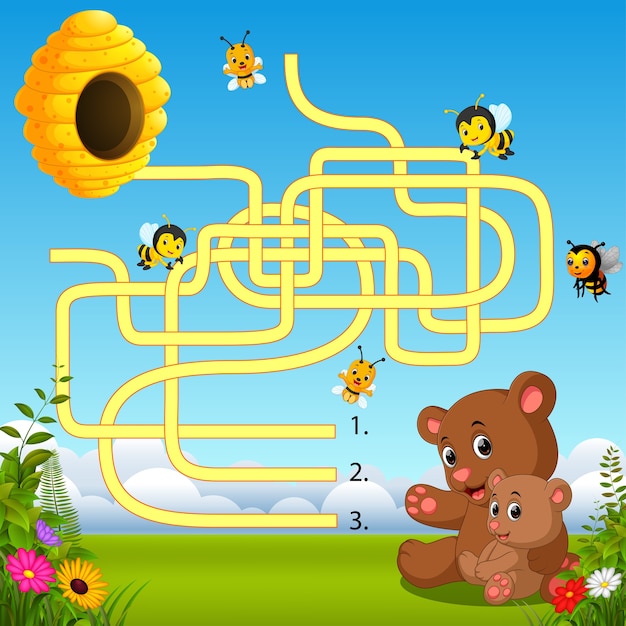 help bear find path to beehive