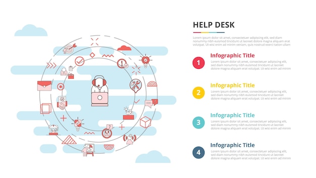 Help desk concept for infographic template banner with four point list information