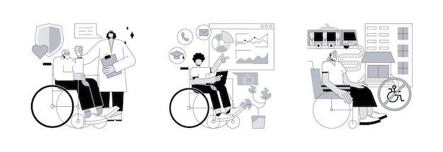 Help for disabled person abstract concept vector illustrations