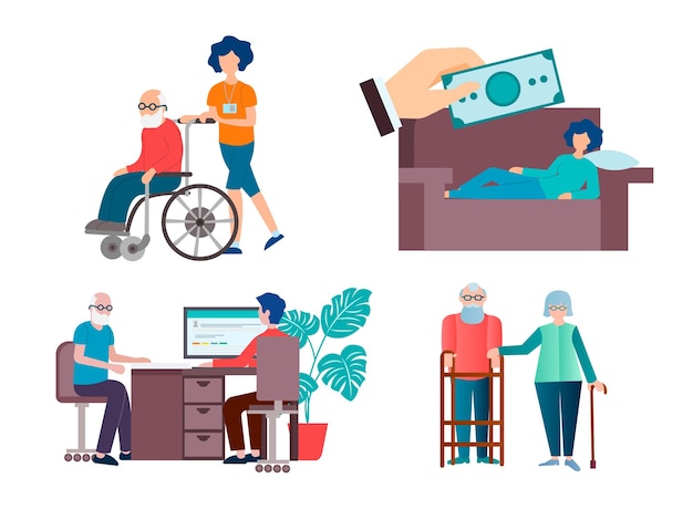 Help and support for sick disabled lowincome people vector illustration