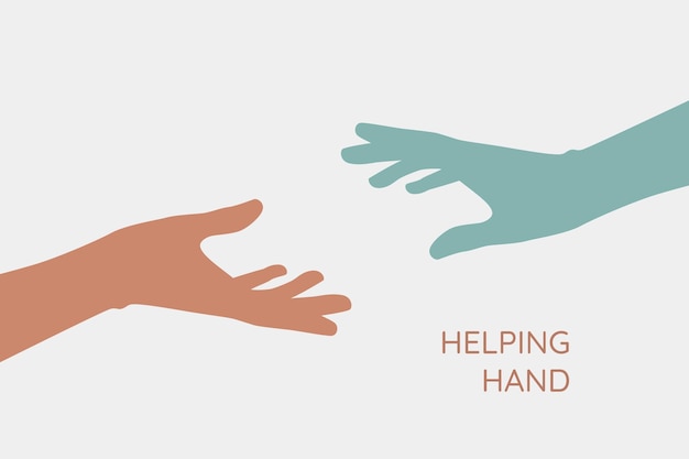 Vector helping hand concept gesture sign of help and hope two hands taking each other