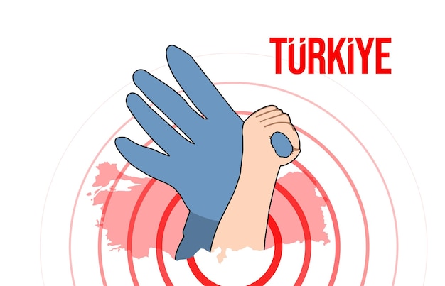 A helping hand of hope for earthquake victims. Pray for Turkey. Turkey earthquake. Major earthquakes