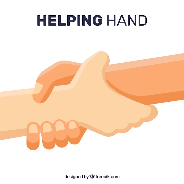 Helping hand to support background in flat style